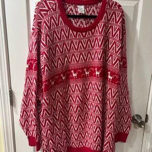 New York Laundry Festive Red and White Crewneck Sweater